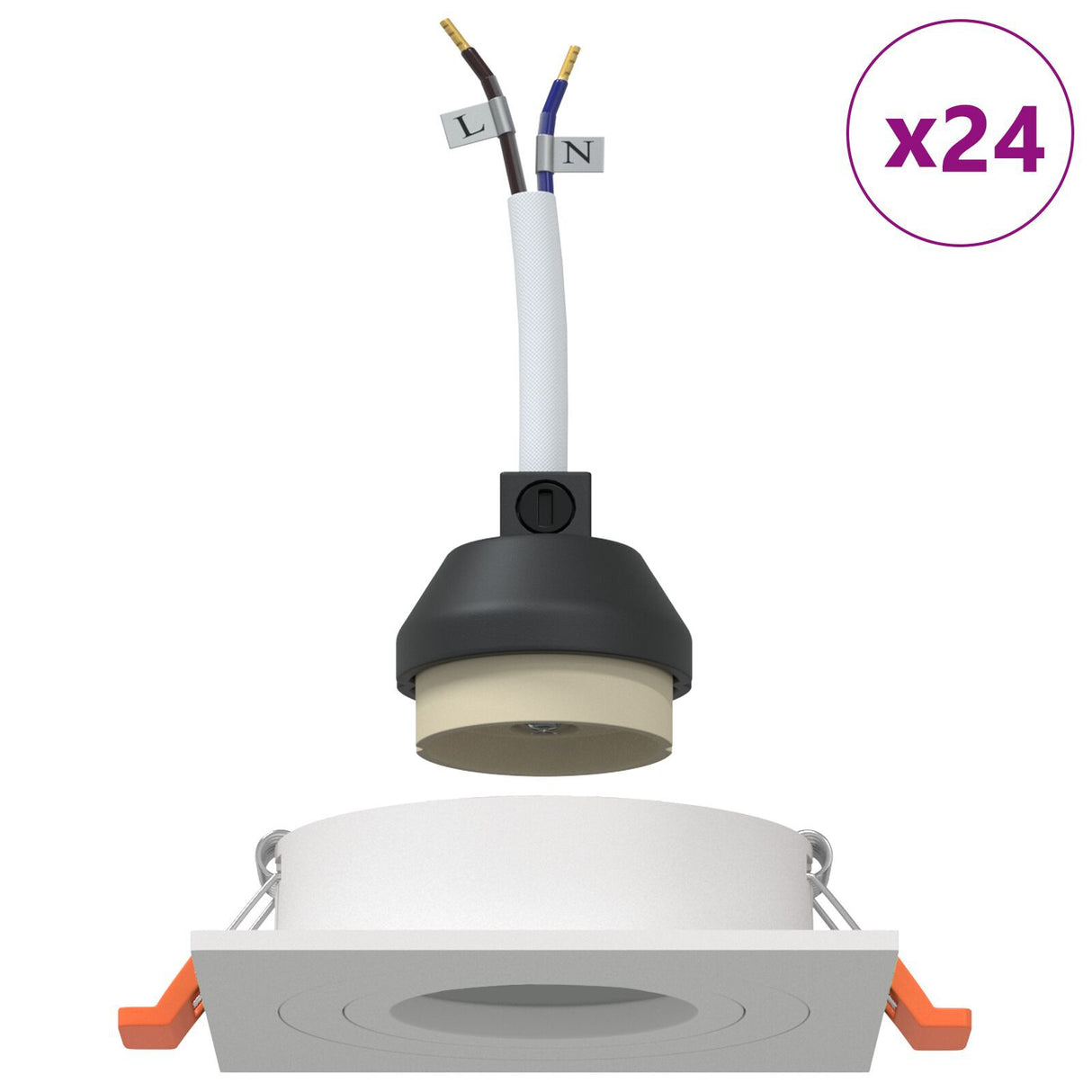 Recessed Spotlights 24 Pcs Square Gu10 White 91X91 Mm