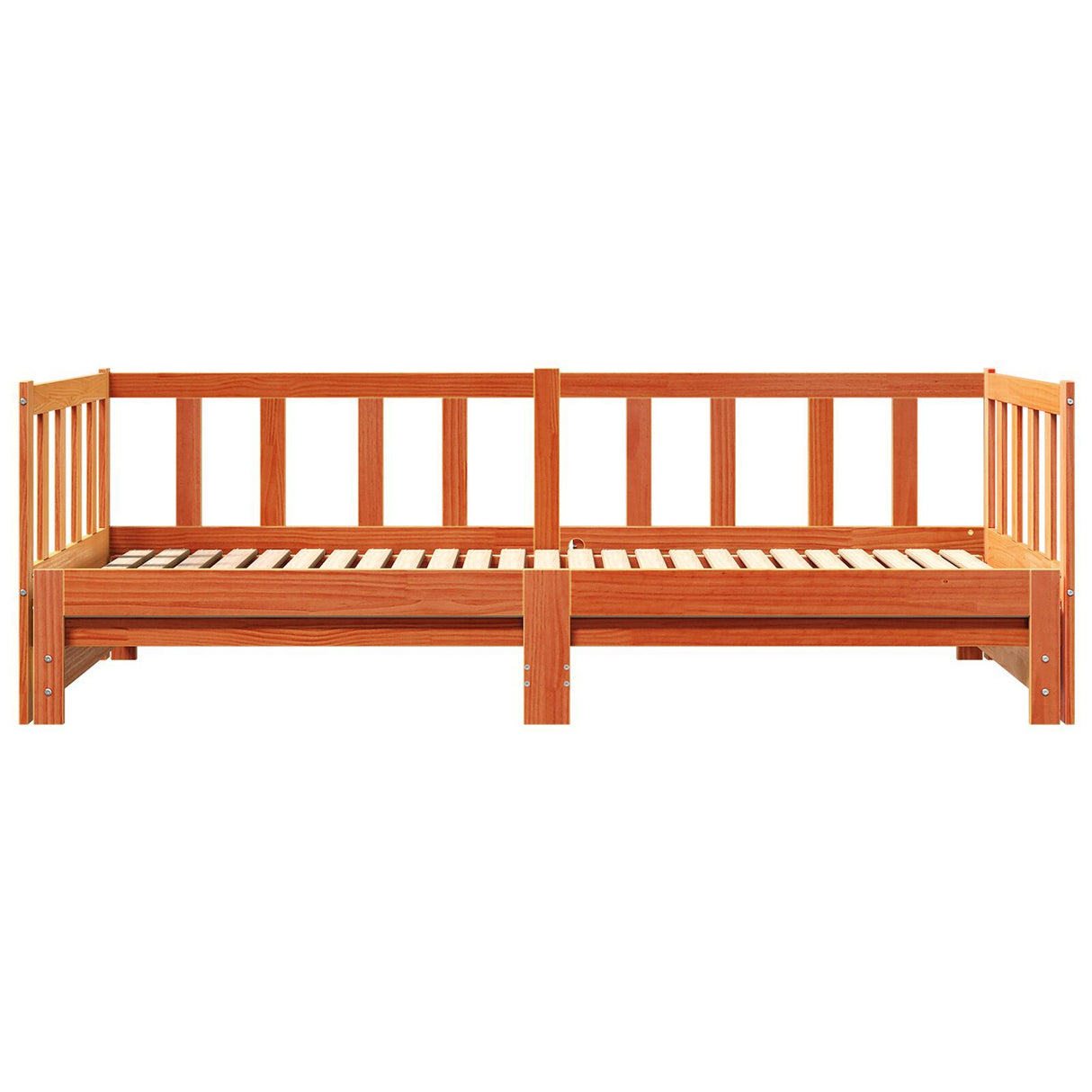 Day Bed With Trundle Wax Brown 180X200 Cm Solid Wood Pine
