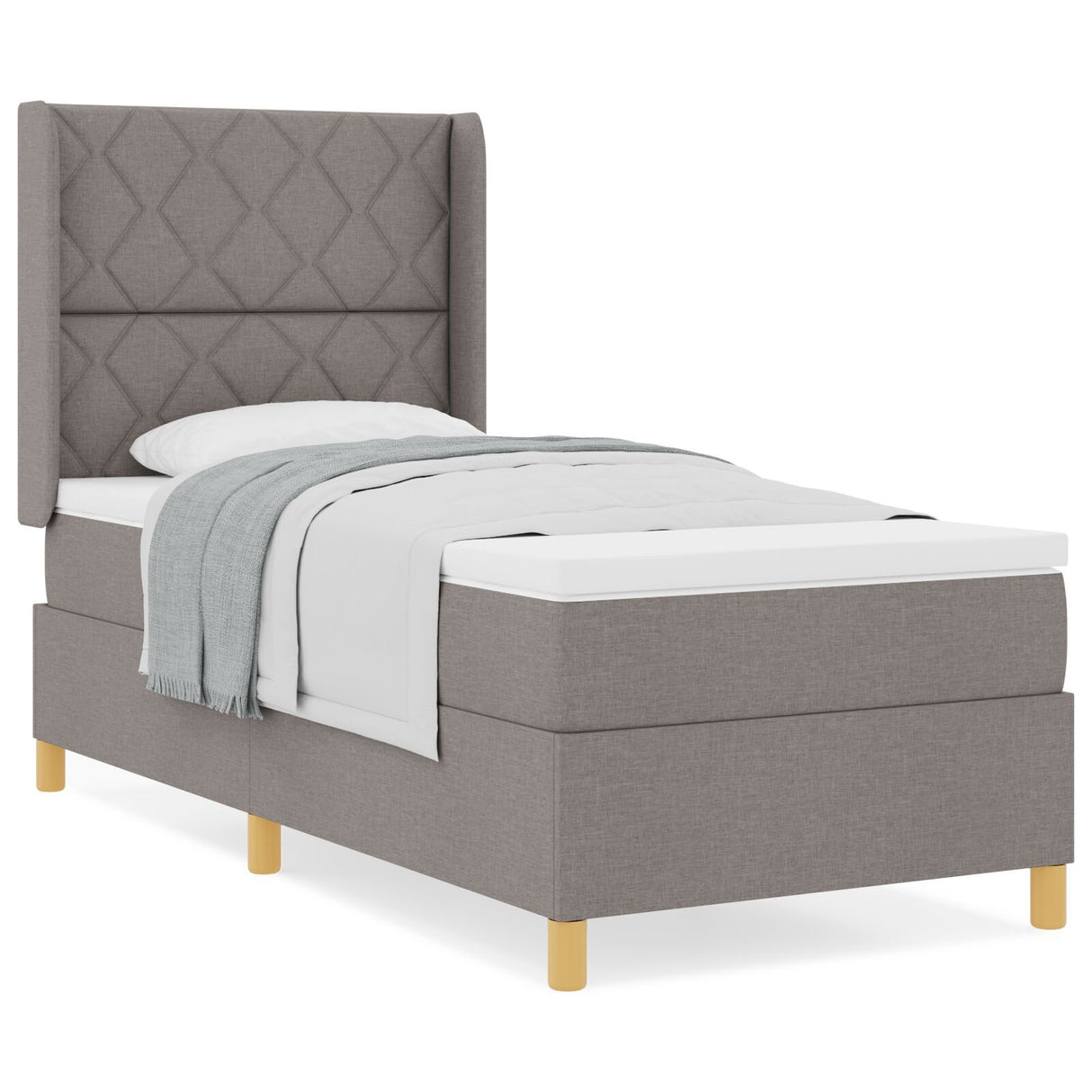 Box Spring Bed With Mattress Taupe 90X190 Cm Fabric
