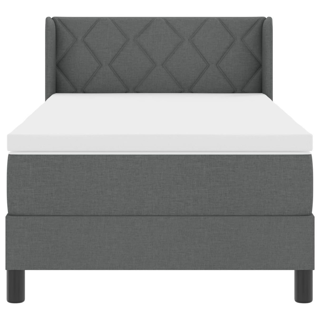 Box Spring Bed With Mattress Dark Grey 90X190 Cm Fabric, Headboard Diamond Blocks Design Dark Grey 90 Cm Fabric