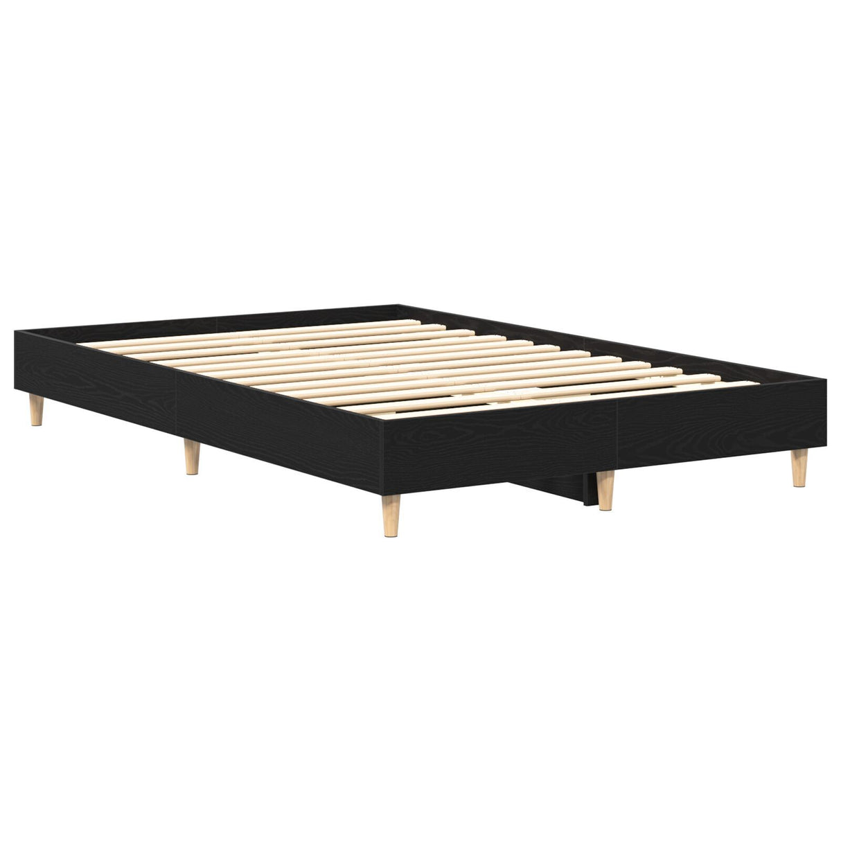 Bed Frame 135X190 Cm Black Oak Engineered Wood
