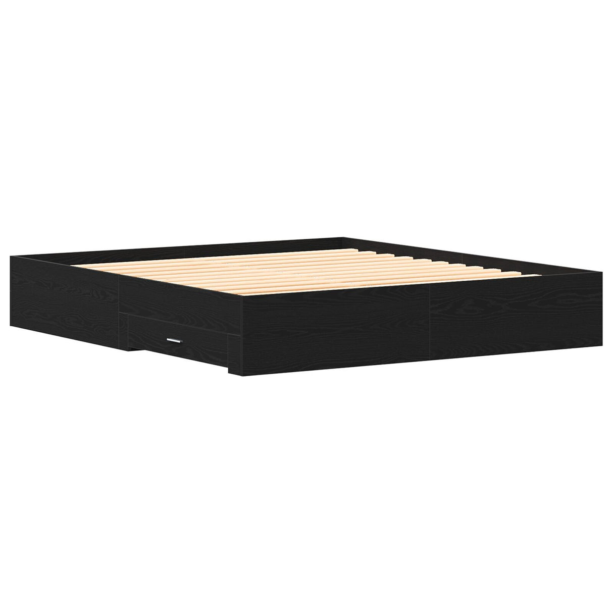 Bed Frame With Drawers Black Oak 180X200 Cm Engineered Wood
