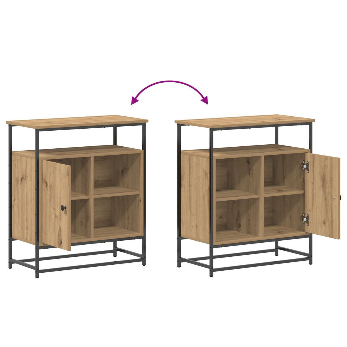Sideboard Artisan Oak 69X35X80 Cm Engineered Wood And Steel