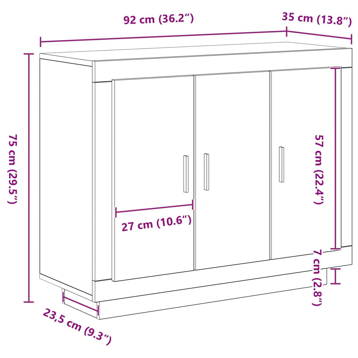 Sideboard Black Oak 92X35X75 Cm Engineered Wood