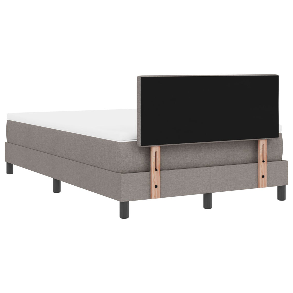 Box Spring Bed With Mattress & Led Taupe 120X190 Cm Fabric