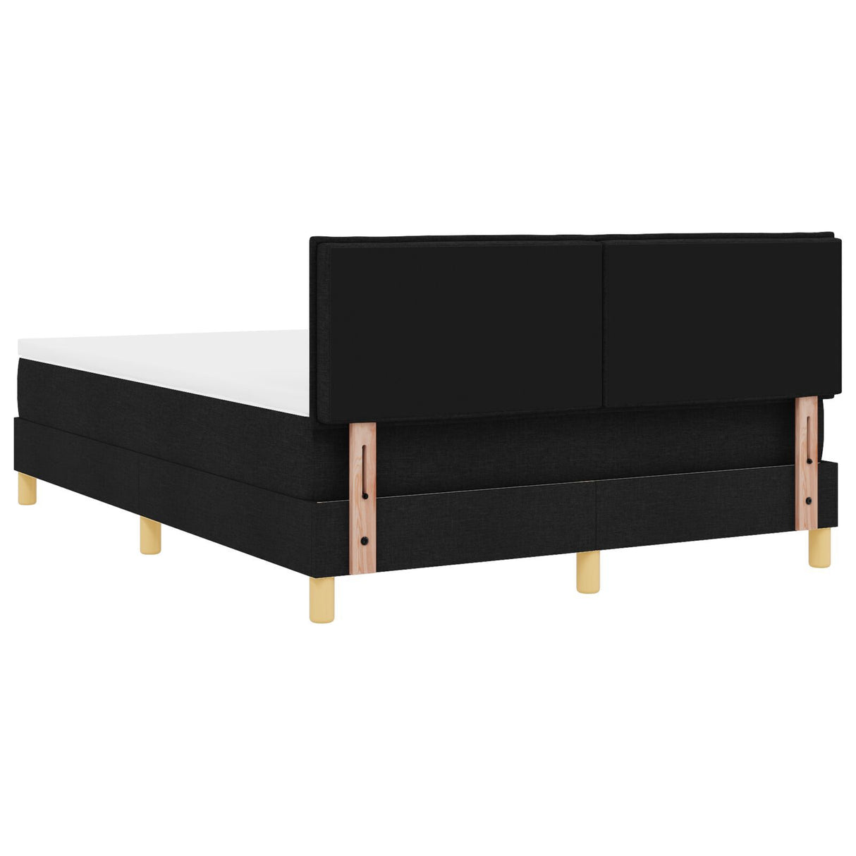 Box Spring Bed With Mattress & Led Black 140X200 Cm Fabric