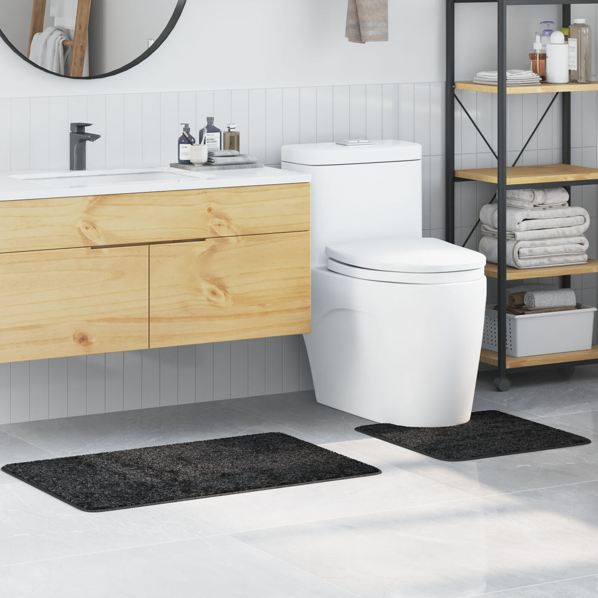 2 Piece Bath Mat Set Polypropylen Non-Slip