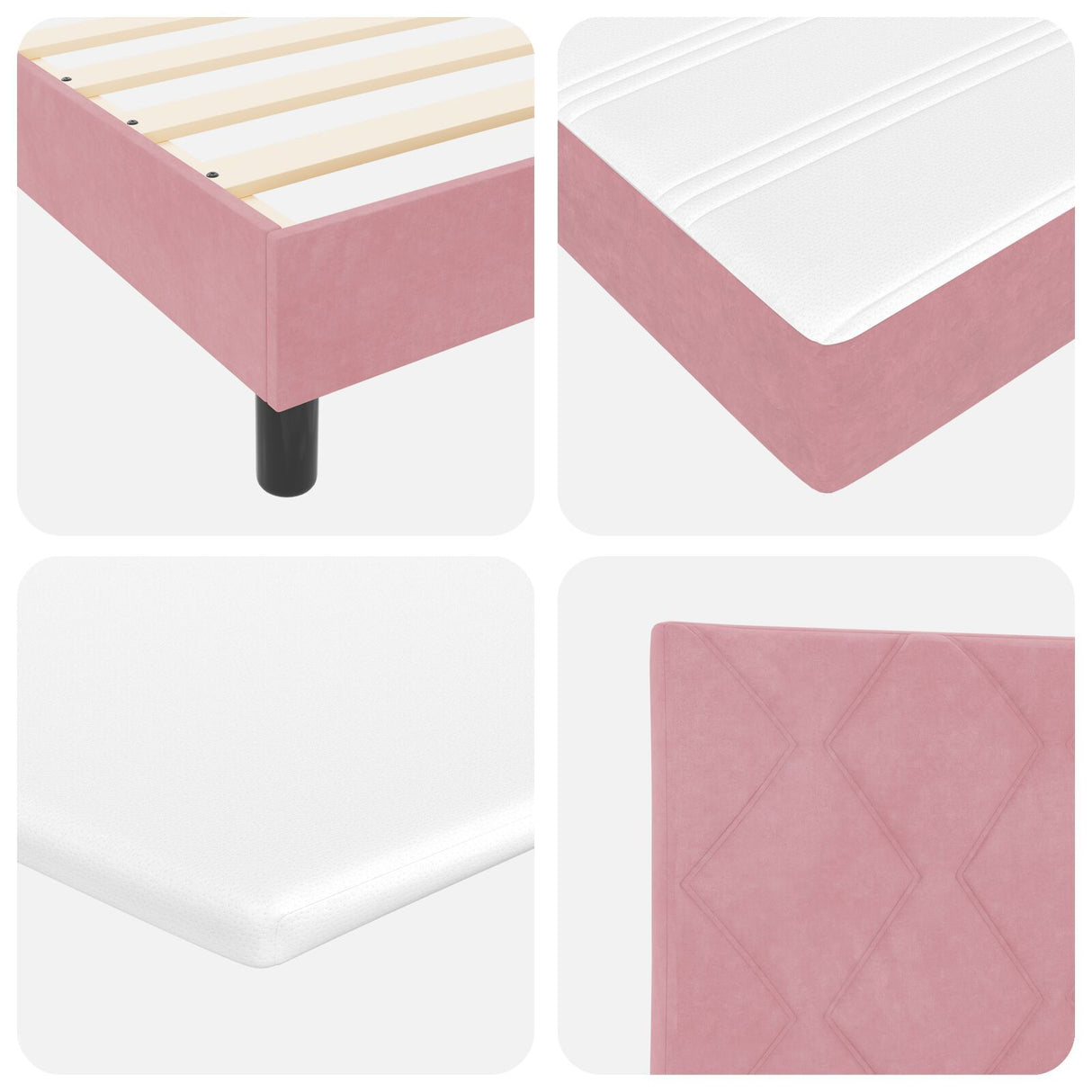 Box Spring Bed With Mattress Pink 160X200 Cm Velvet