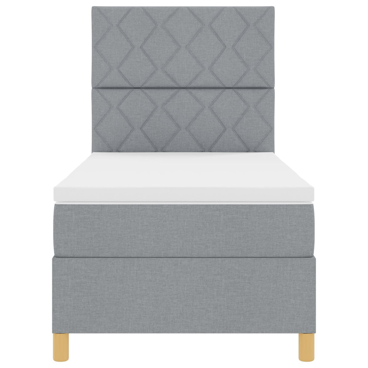 Box Spring Bed With Mattress & Led Light Grey 90X190 Cm Fabric