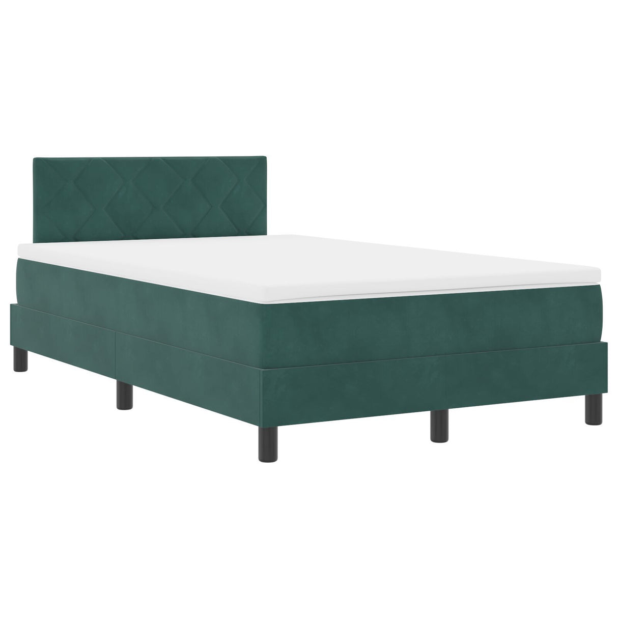 Box Spring Bed With Mattress & Led Dark Green 120X200 Cm Velvet
