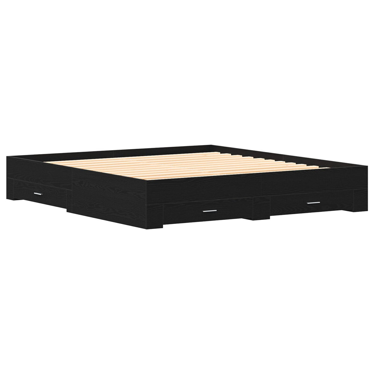 Bed Frame With Drawers Black Oak 180X200 Cm Engineered Wood
