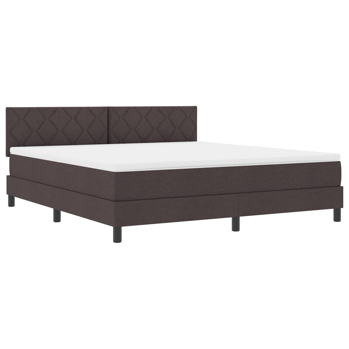 Box Spring Bed With Mattress & Led Dark Brown 180X200 Cm Fabric