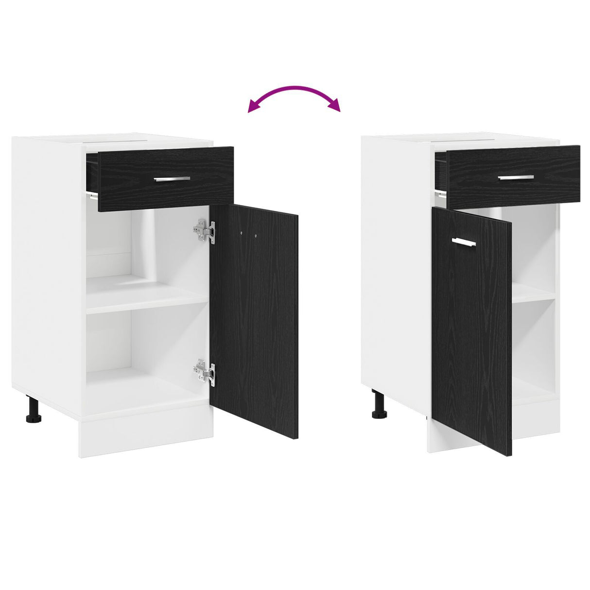 Drawer Bottom Cabinet - Black Oak, 40X46X81.5 Cm, Made Of Engineered Wood