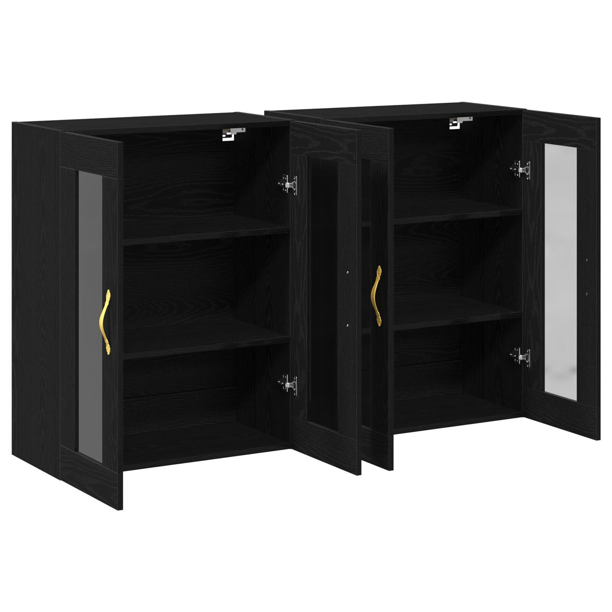 Wall Mounted Cabinets 2 Pcs Black Oak 69,5X34X90 Cm Engineered Wood