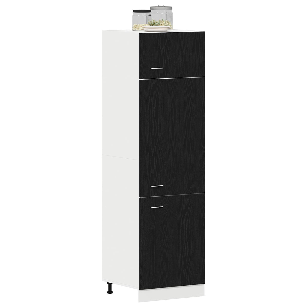 Fridge Cabinet In Black Oak - 60X57X207 Cm, Made Of Engineered Wood