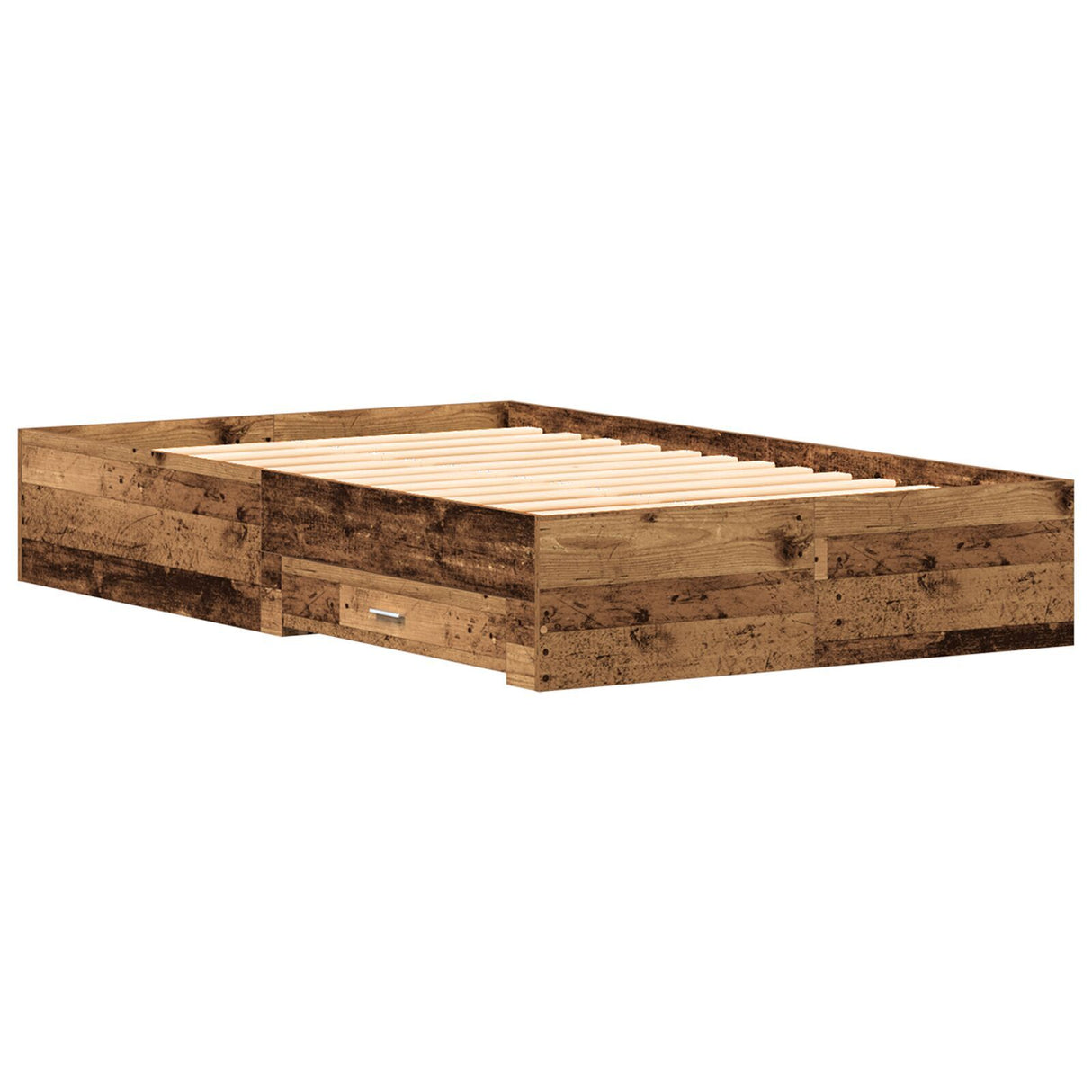 Bed Frame With Drawers Old Wood 120X190 Cm Engineered Wood