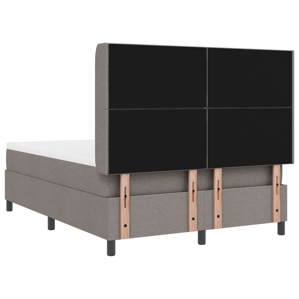 Box Spring Bed With Mattress & Led Taupe 160X200 Cm Fabric