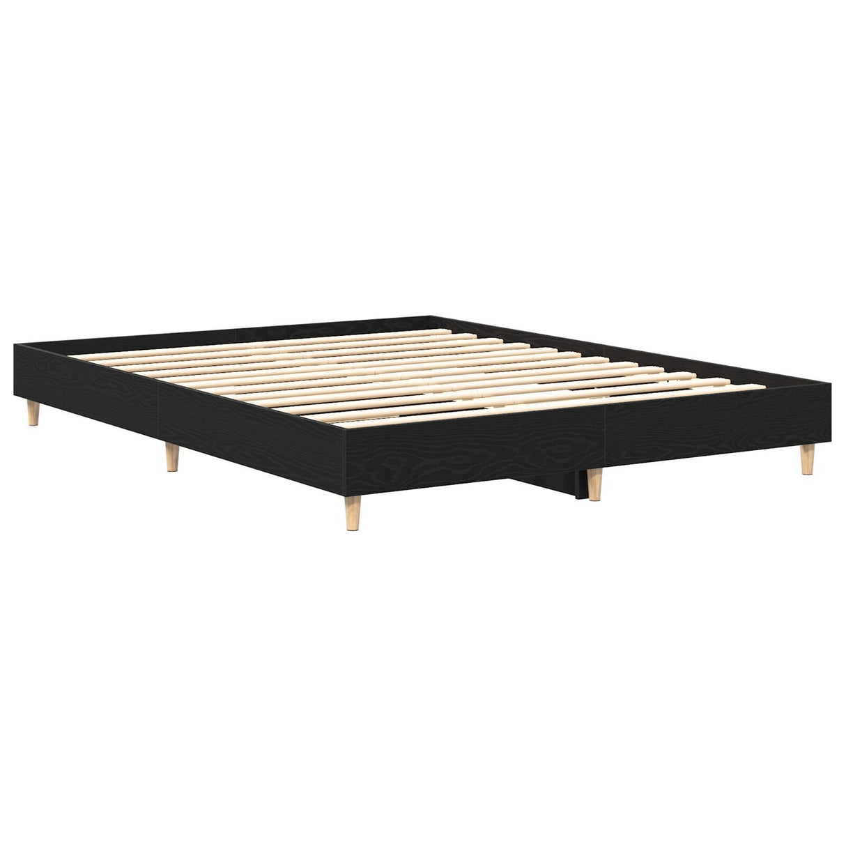 Bed Frame Black Oak 150X200 Cm Engineered Wood