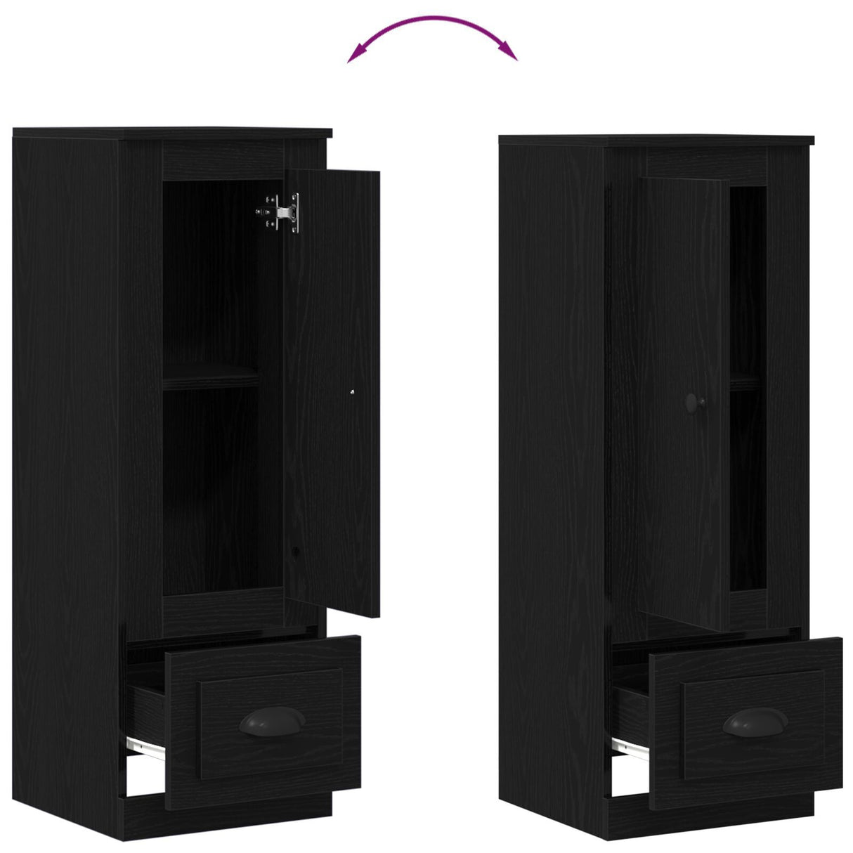 Highboard Black Oak 36X35,5X103,5 Cm Engineered Wood