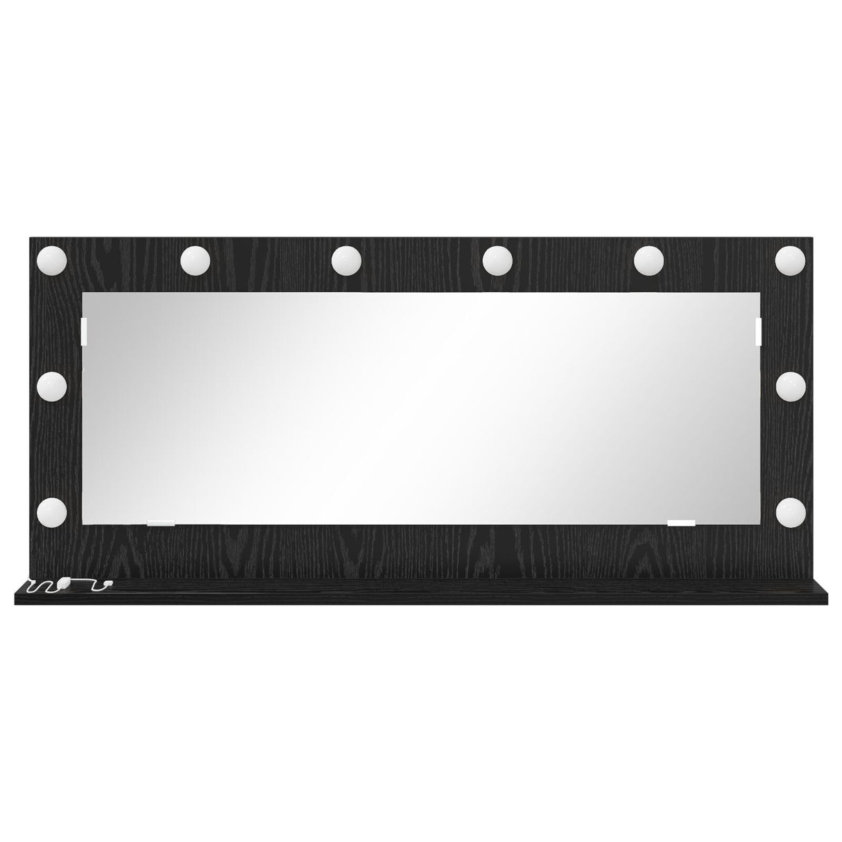 Vanity Mirror With Led Lights Black Oak 100X45X18 Cm