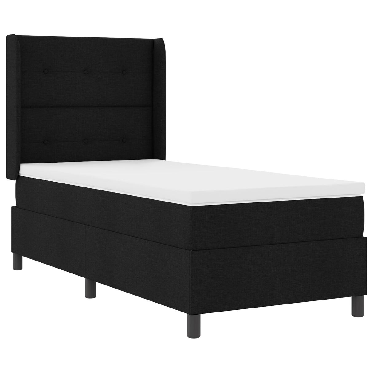 Box Spring Bed With Mattress & Led Black 90X200 Cm Fabric