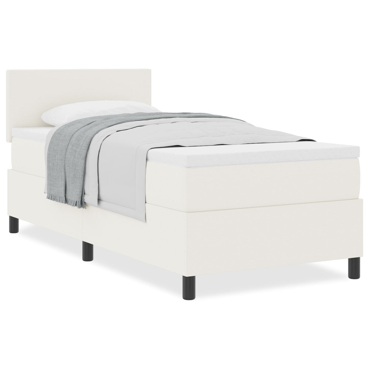 Box Spring Bed With Mattress Cream 80X200 Cm Corduroy Fabric