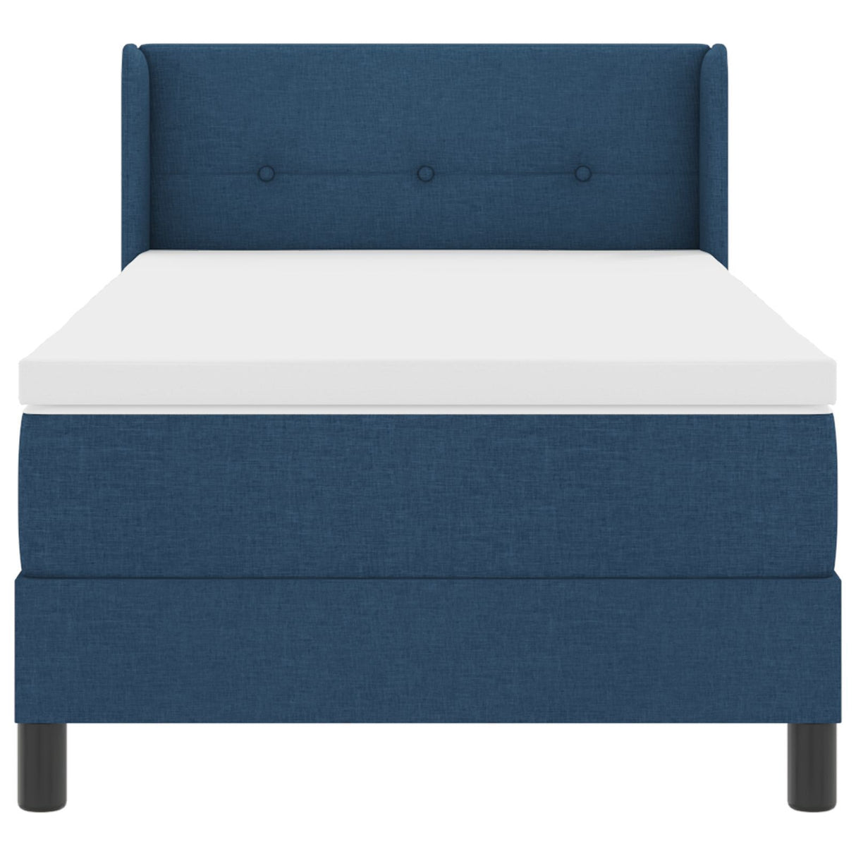 Box Spring Bed With Mattress Blue 90X190 Cm Fabric, Headboard Button Tufted Blue 90 Cm Fabric