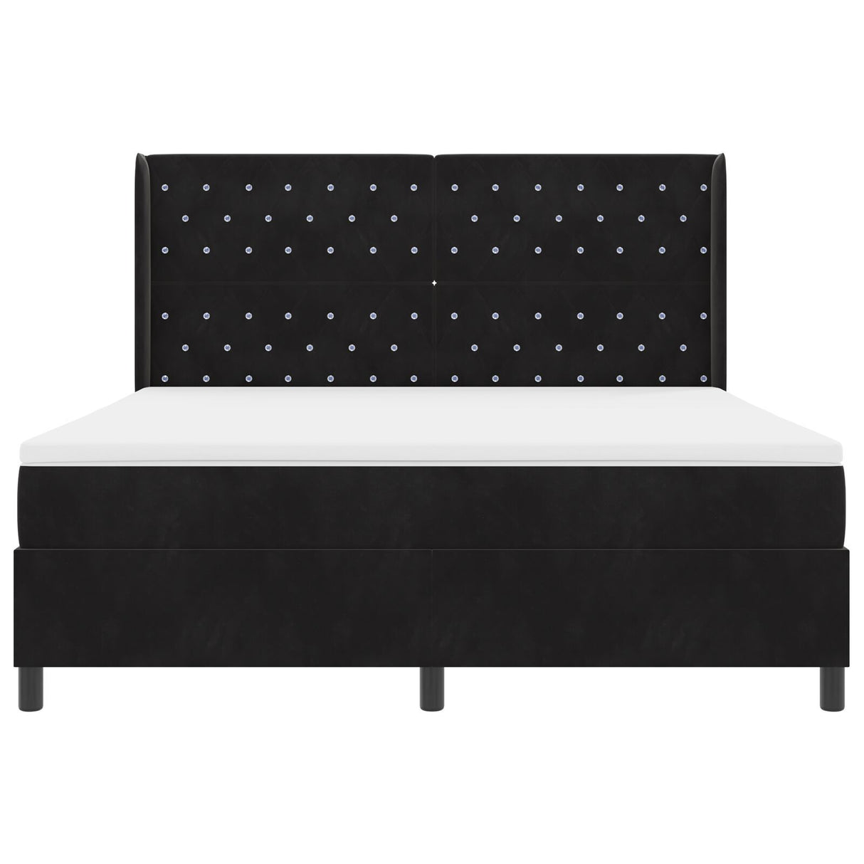 Box Spring Bed With Mattress & Led Black 180X200 Cm Velvet