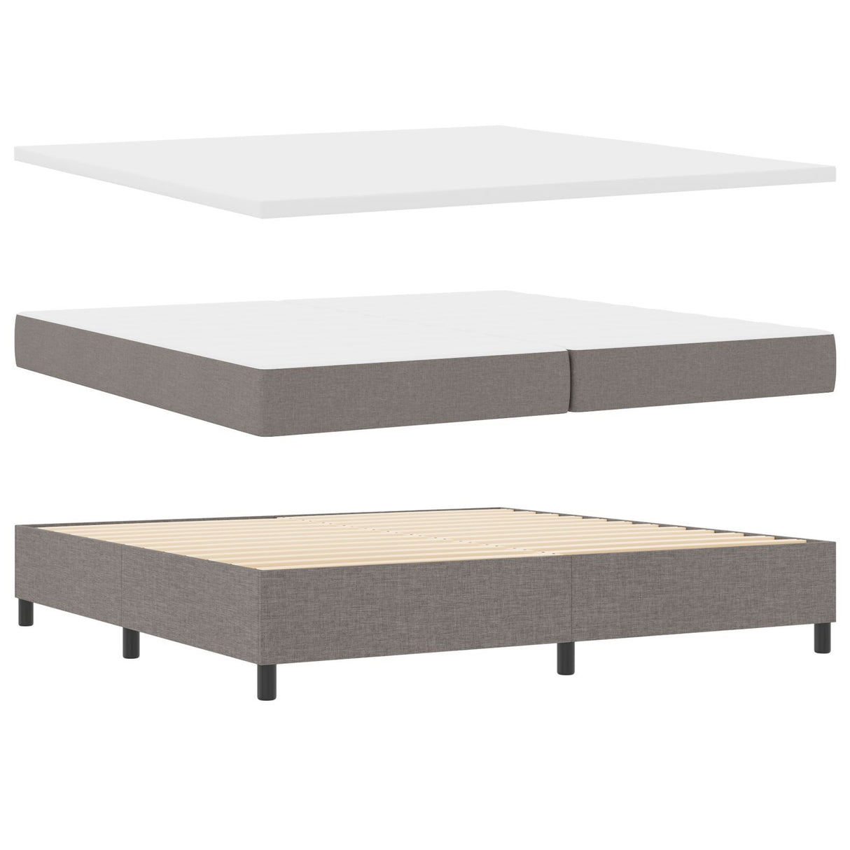 Box Spring Bed With Mattress - Taupe, 200X200 Cm, Fabric