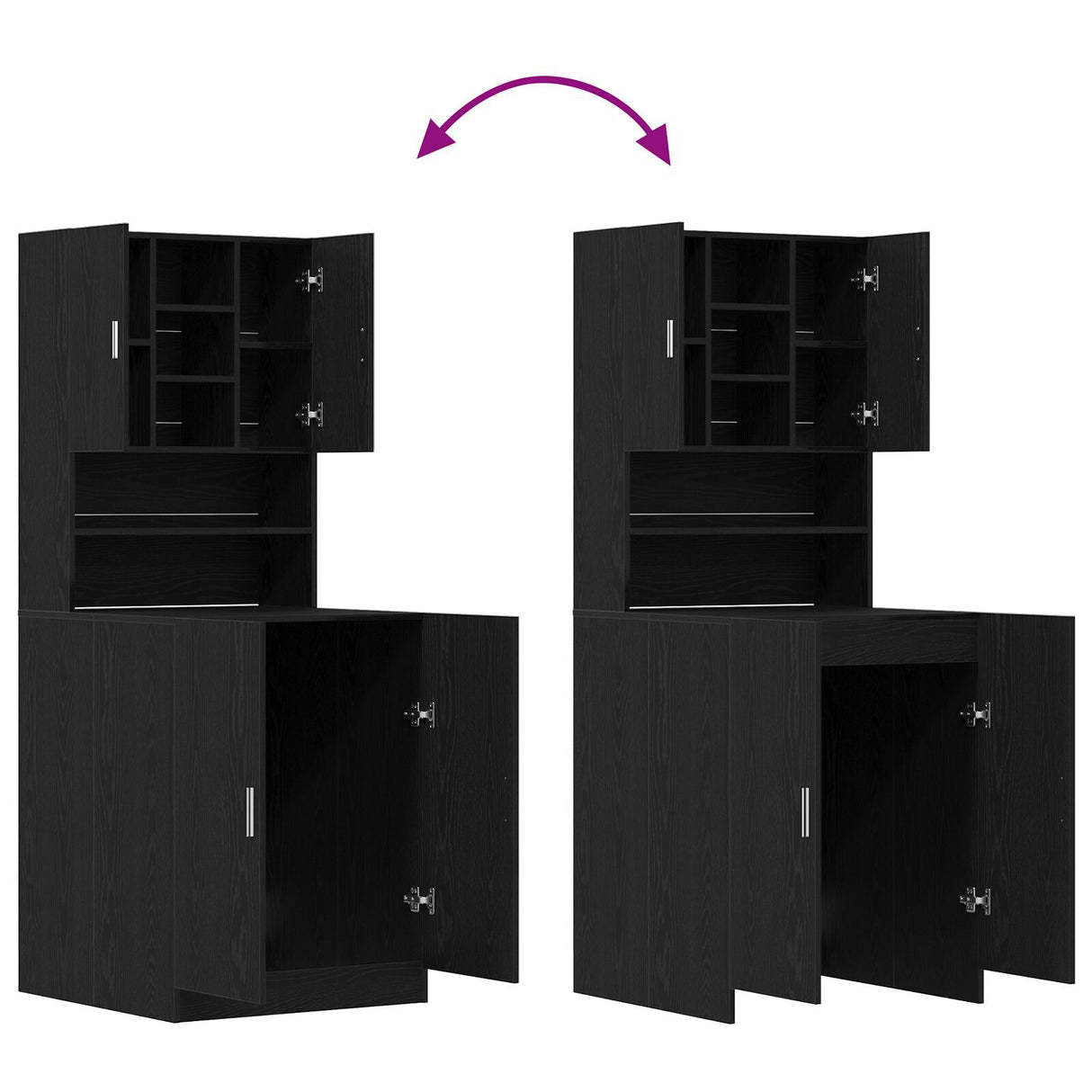 Washing Machine Cabinets 2 Pcs Black Oak 70.5X71.5X181.5 Cm Engineered Wood, Washing Machine Cabinet - Black Oak - 70.5X71.5X91.5 Cm - Made Of Engineered Wood