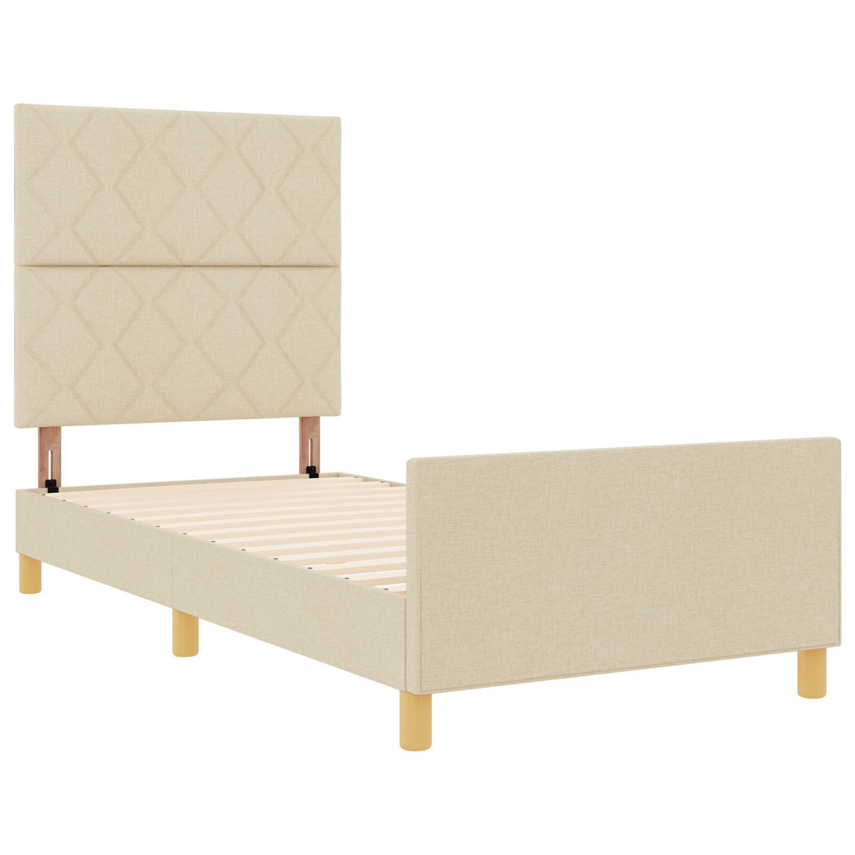 Bed Frame In Cream, 100X200 Cm, Made Of Fabric