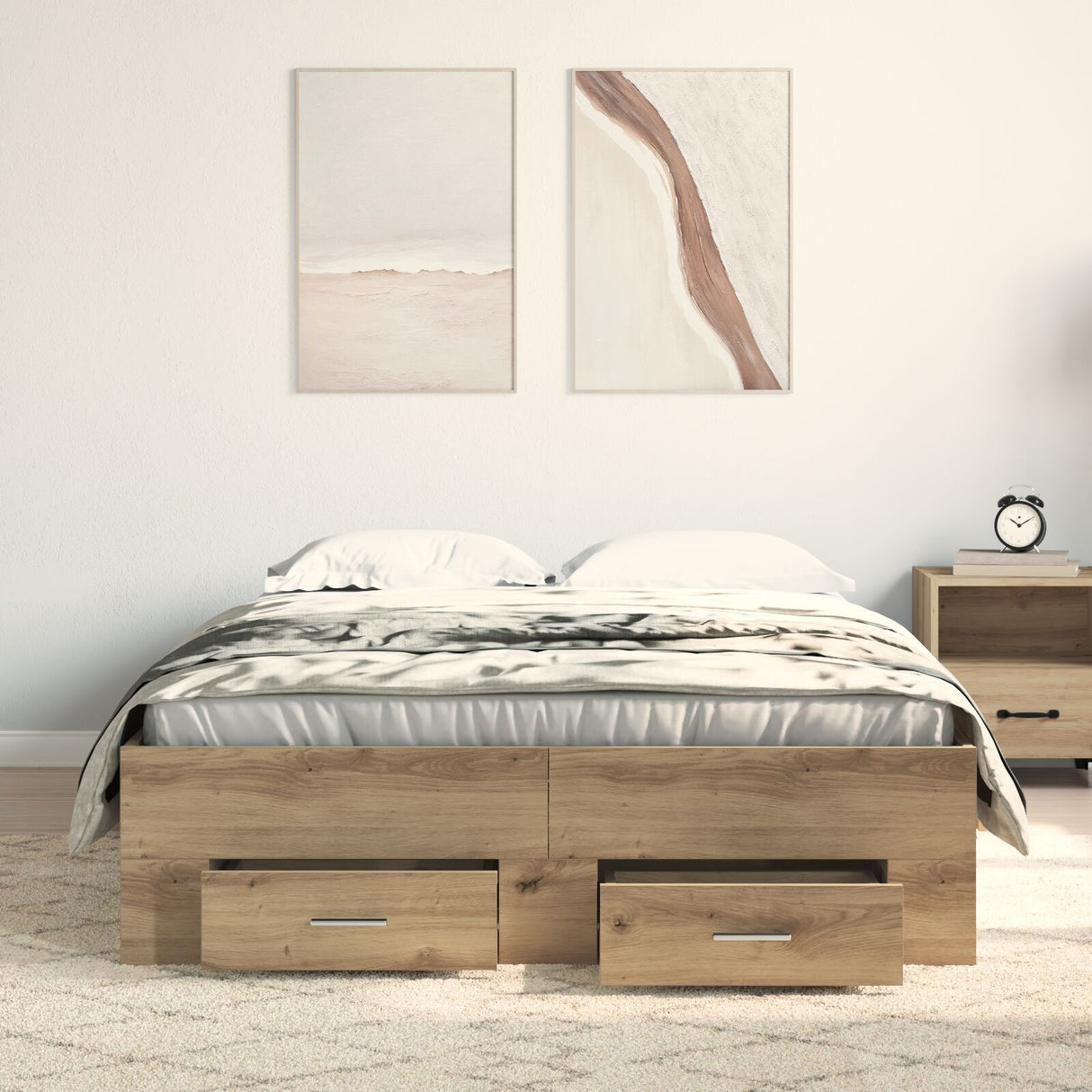 Bed Frame With Drawers Artisan Oak 120X190 Cm Engineered Wood