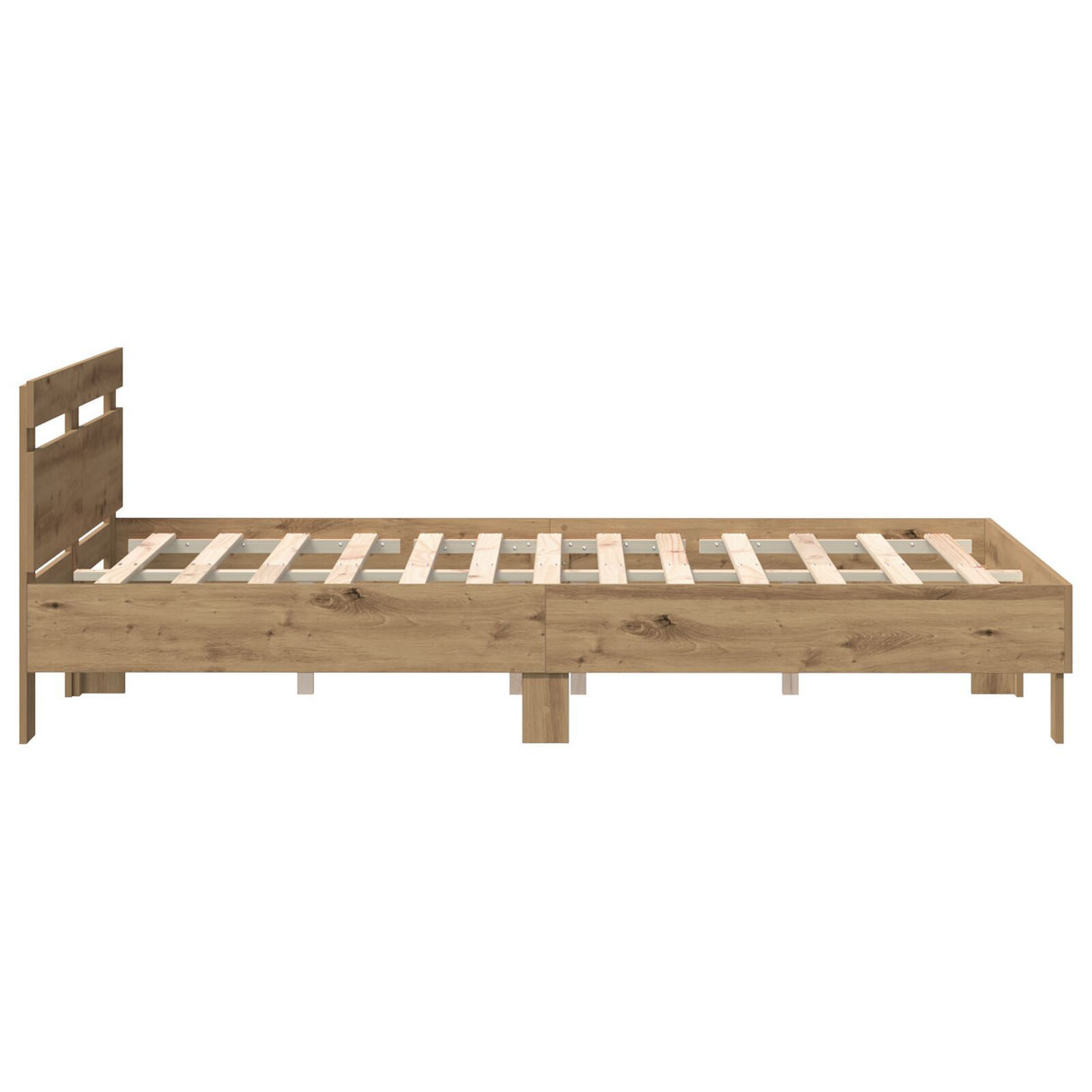 Wood Bed Frame Artisan Oak Wood 150 X 200 Cm