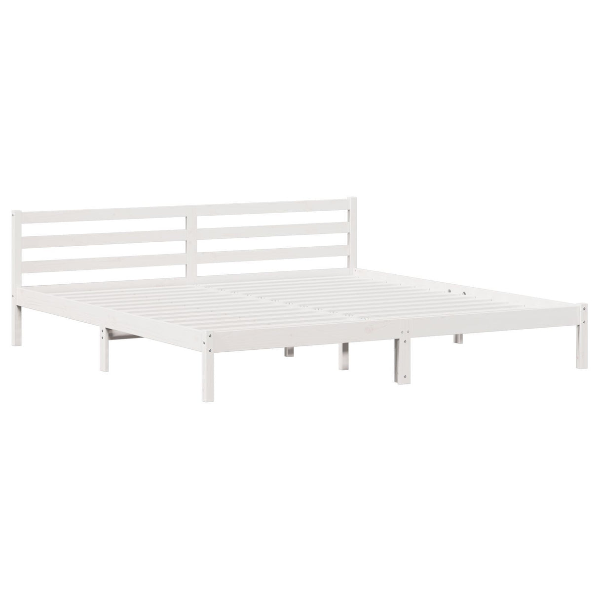 Bed Frame With Headboard White 200X210 Cm Solid Wood Pine