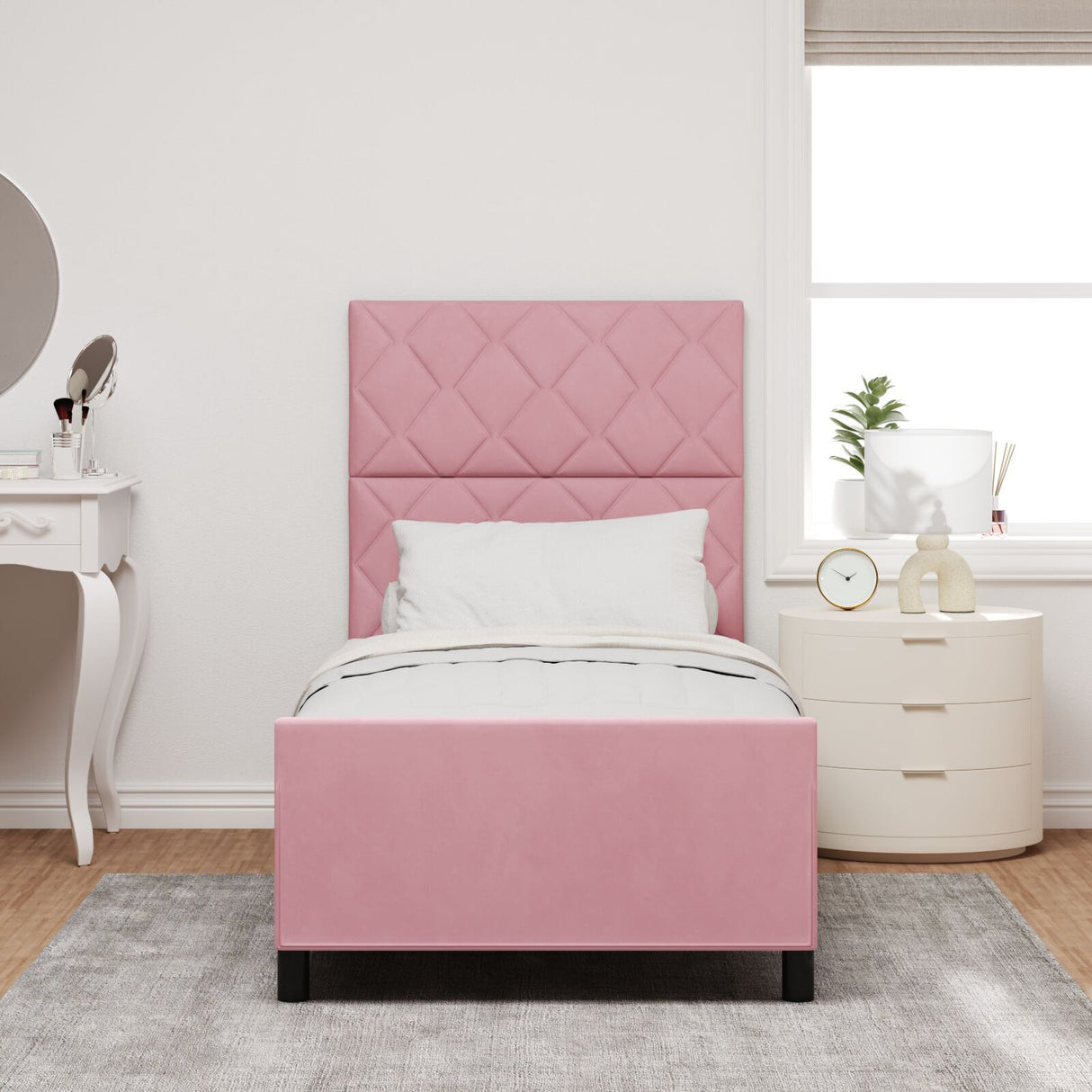 Pink Velvet Bed Frame 100X200 Cm