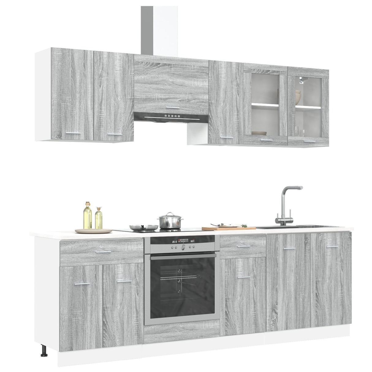 8 Piece Kitchen Cabinet Set Grey Sonoma Engineered Wood