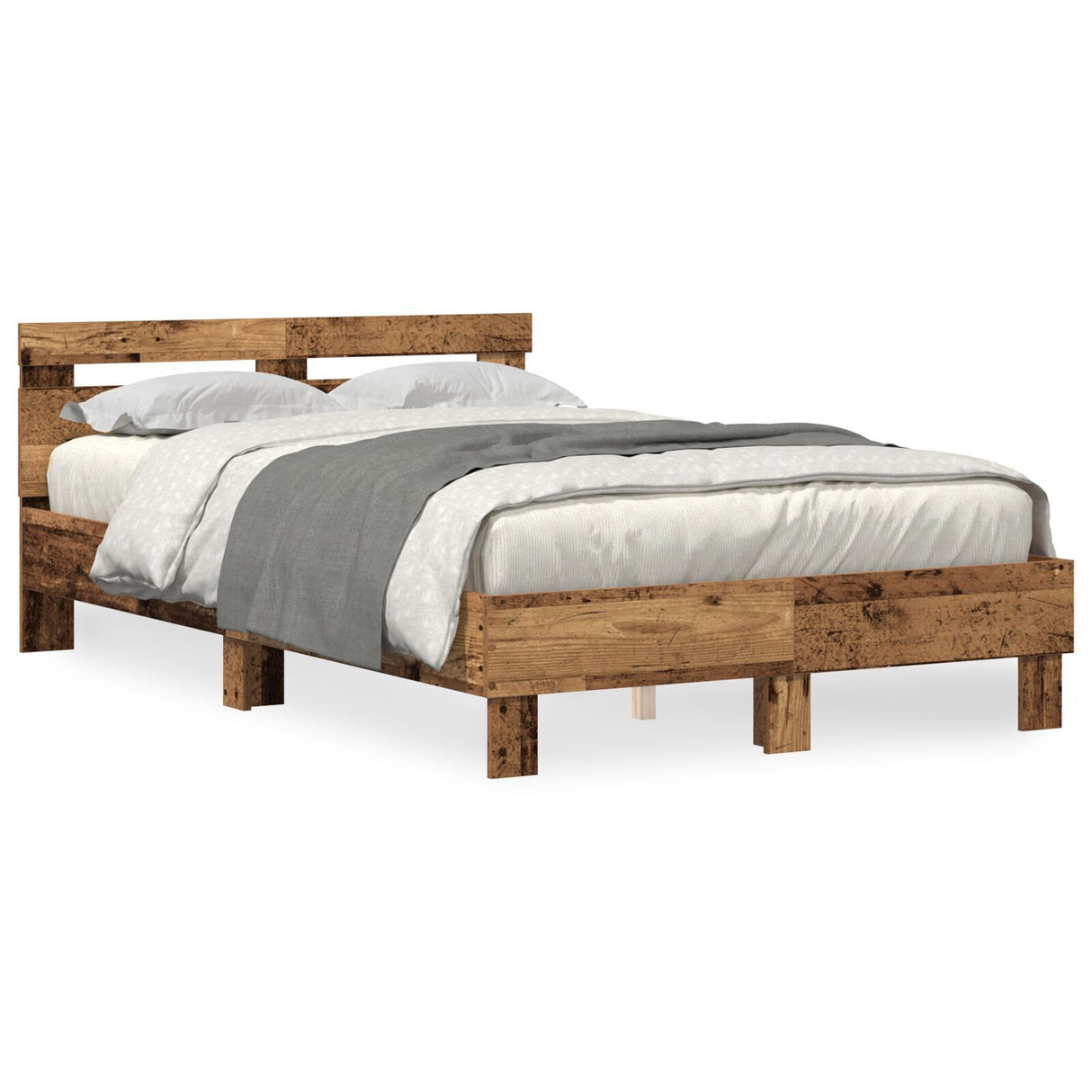 Engineered Wood Bed Frame Old Wood Engineered Wood 120 X 190 Cm