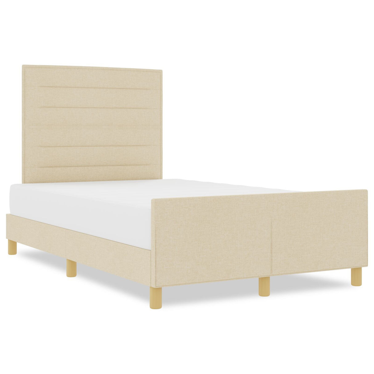 Cream Bed Frame 140X190 Cm Fabric