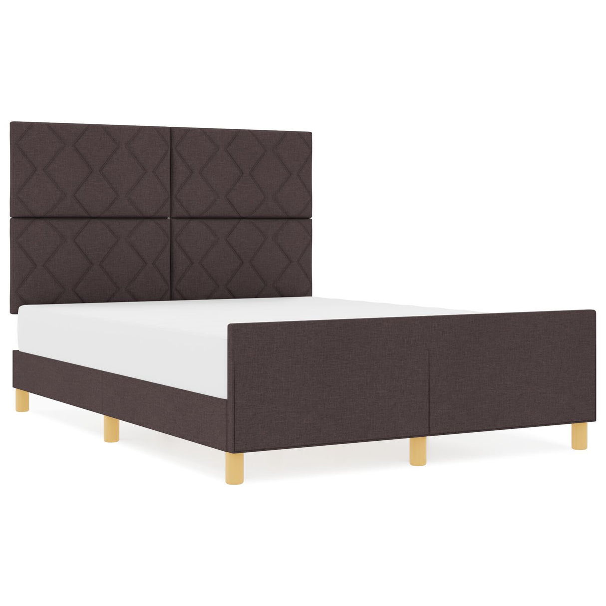Bed Frame Dark Brown 140X190 Cm Fabric