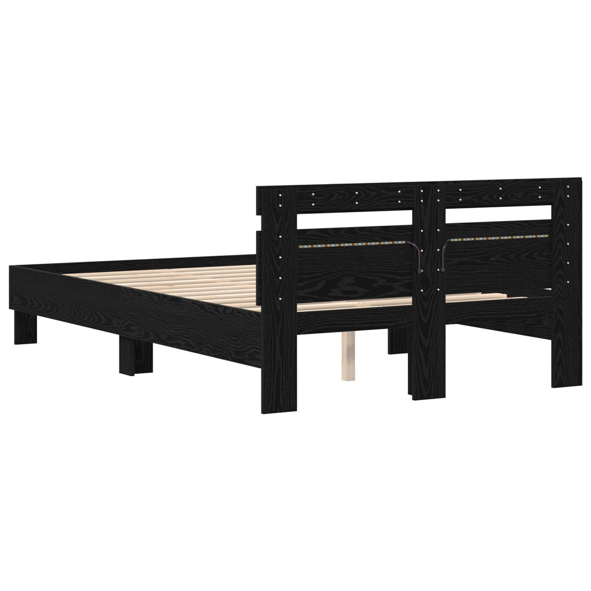Solid Bed Frame Black Oak Solid Wood 120 X 200 Cm Durable