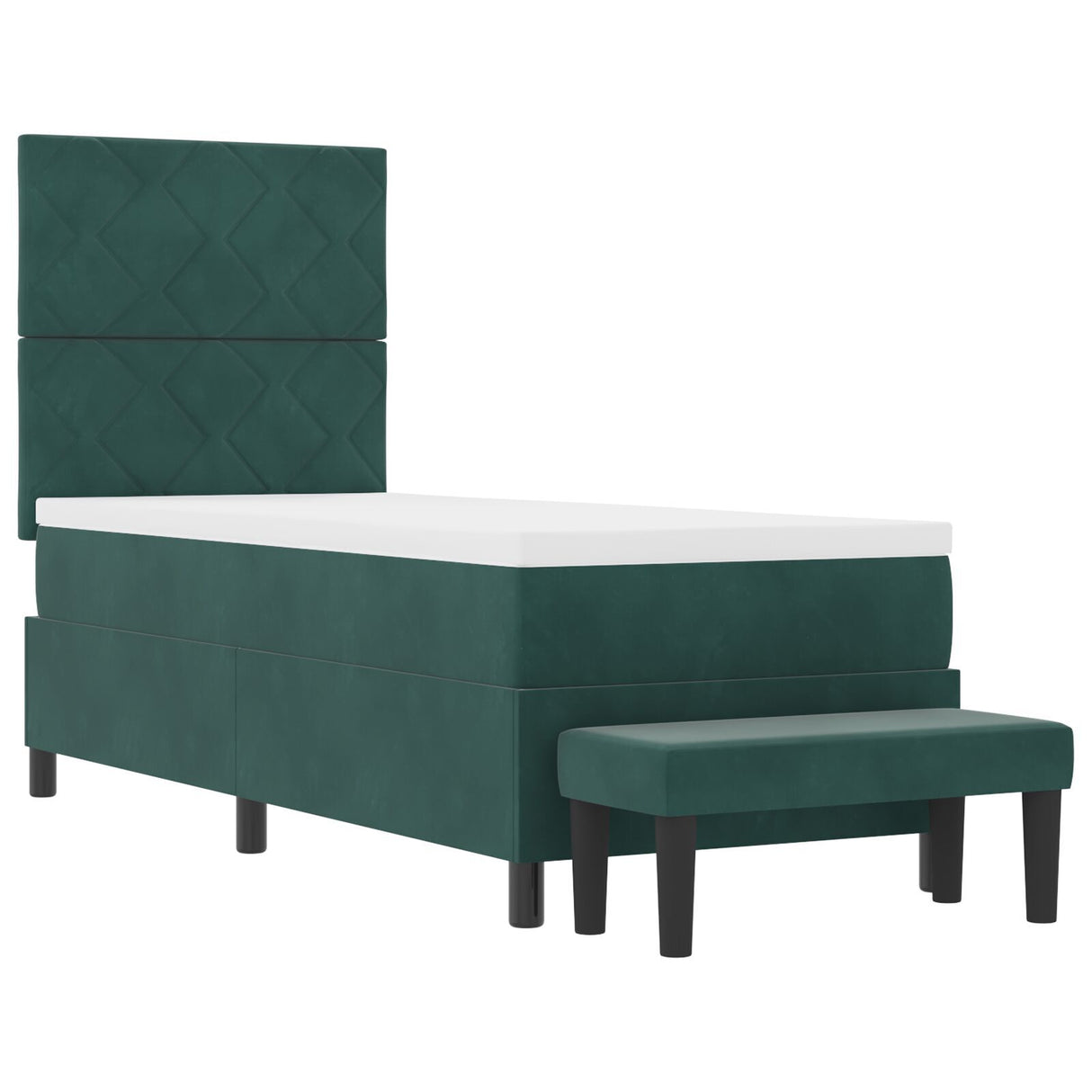 Box Spring Bed With Mattress & Bench Dark Green 80X200 Cm Velvet