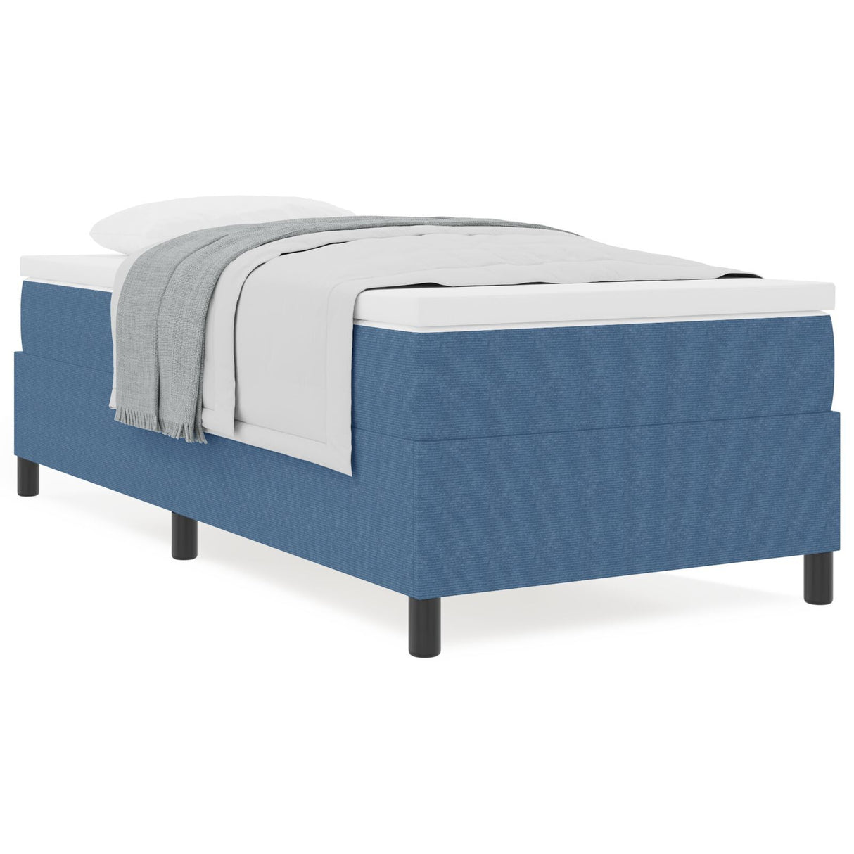 Box Spring Bed With Mattress Blue 80X200 Cm Corduroy Fabric