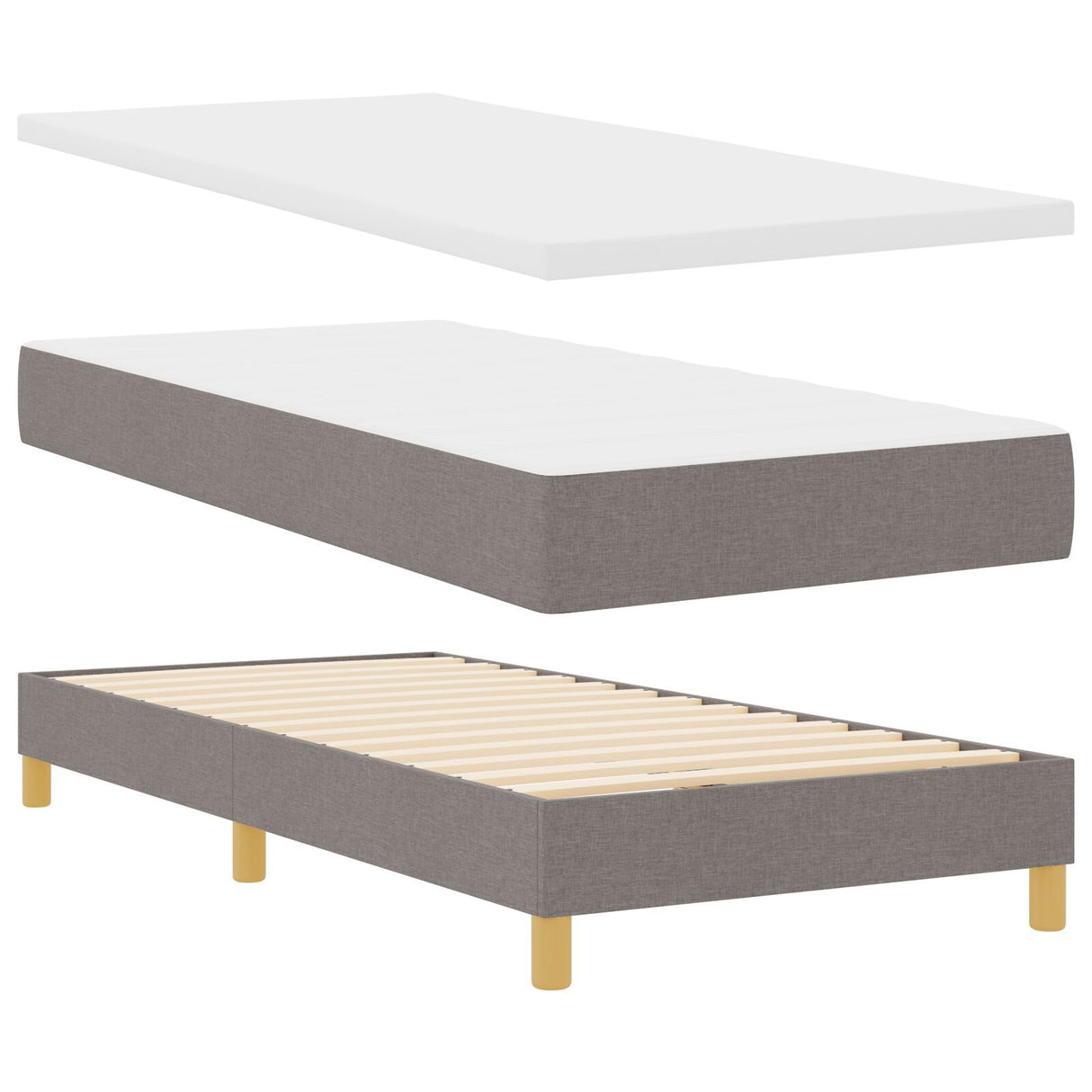 Box Spring Bed With Mattress Taupe 80X200 Cm Fabric