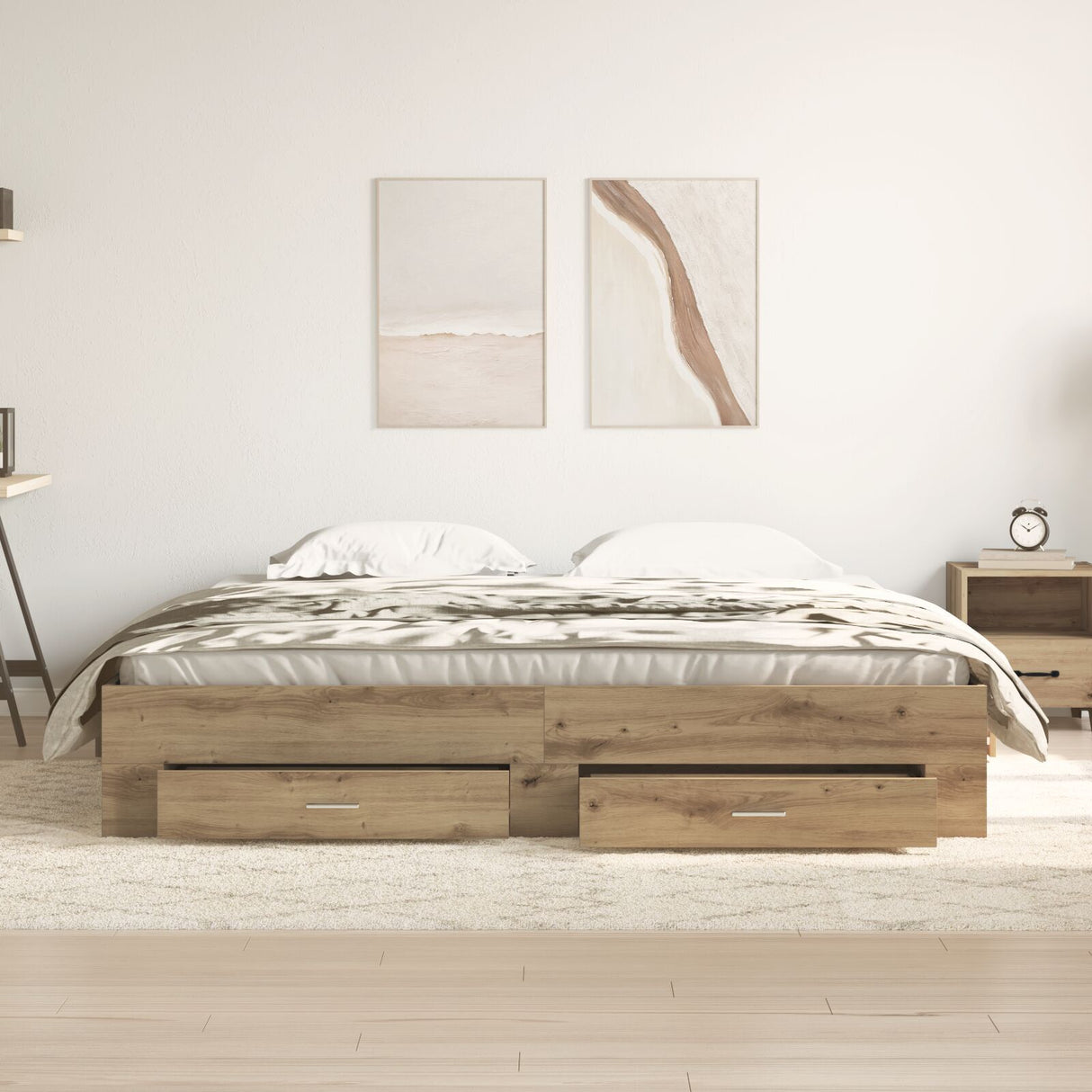 Bed Frame With Drawers Artisan Oak 180X200 Cm Engineered Wood