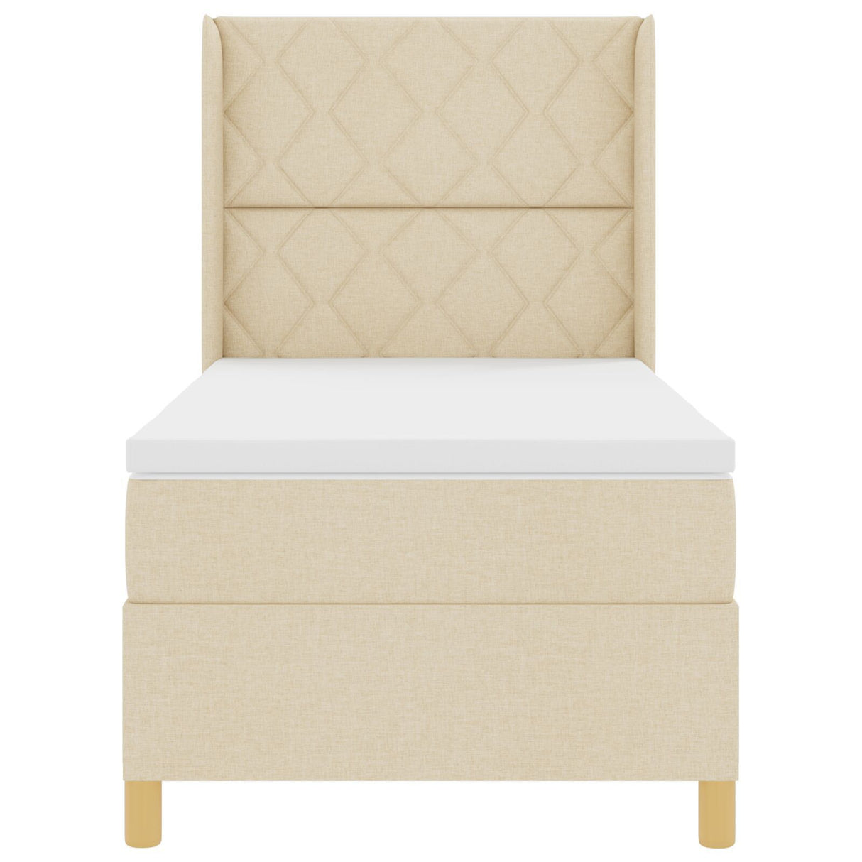 Box Spring Bed With Mattress & Led Cream 100X200 Cm Fabric