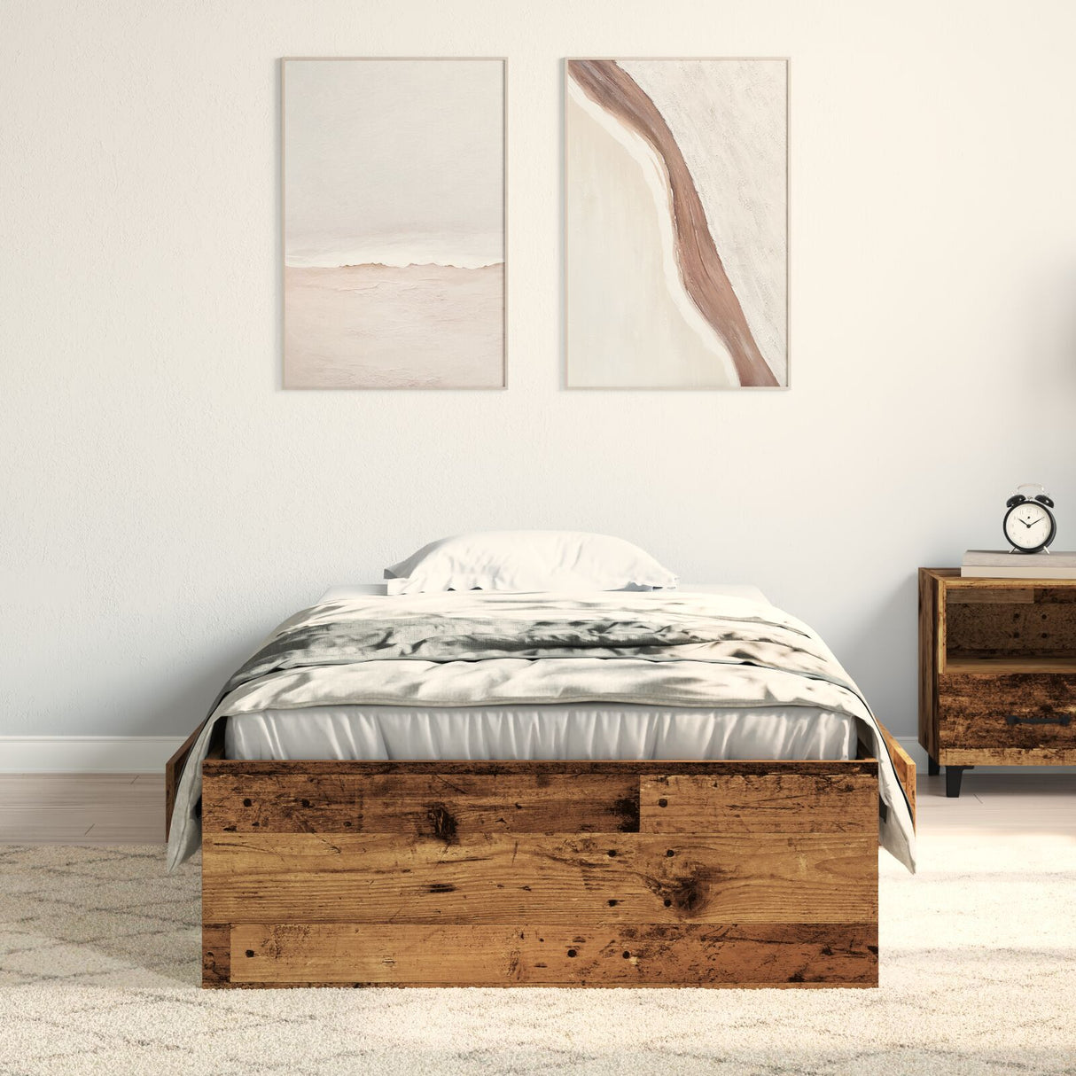 Bed Frame Old Wood 90X200 Cm Engineered Wood