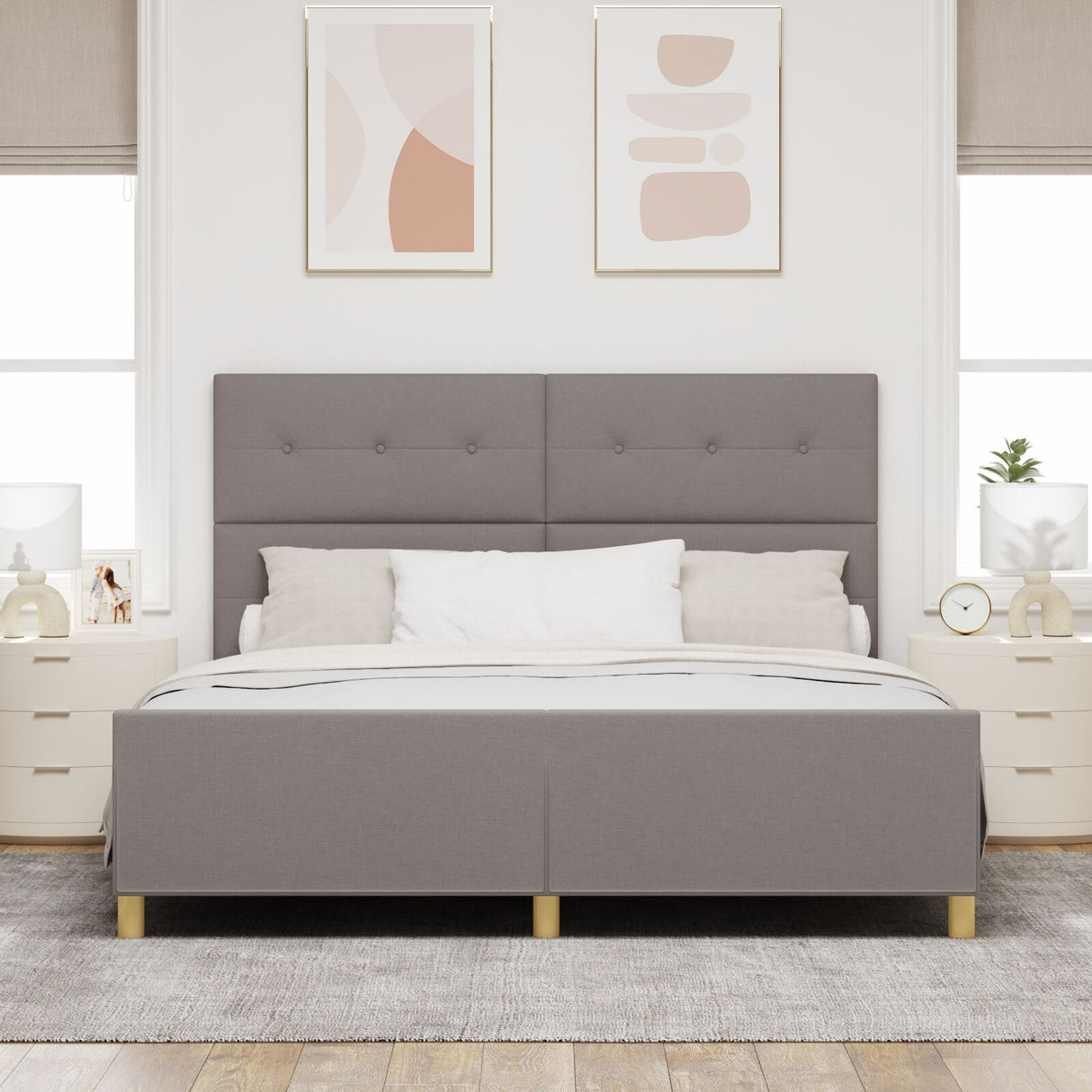 Bed Frame Taupe 180X200 Cm Fabric