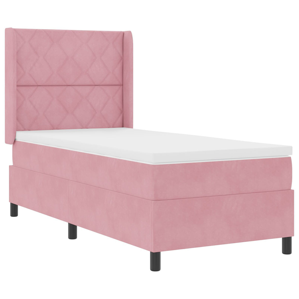 Box Spring Bed With Mattress & Led Pink 90X190 Cm Velvet