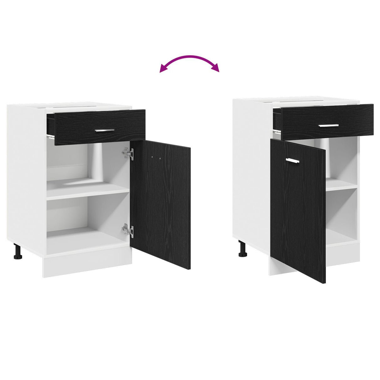 Black Oak Drawer Cabinet - 50X46X81.5 Cm, Made With Engineered Wood