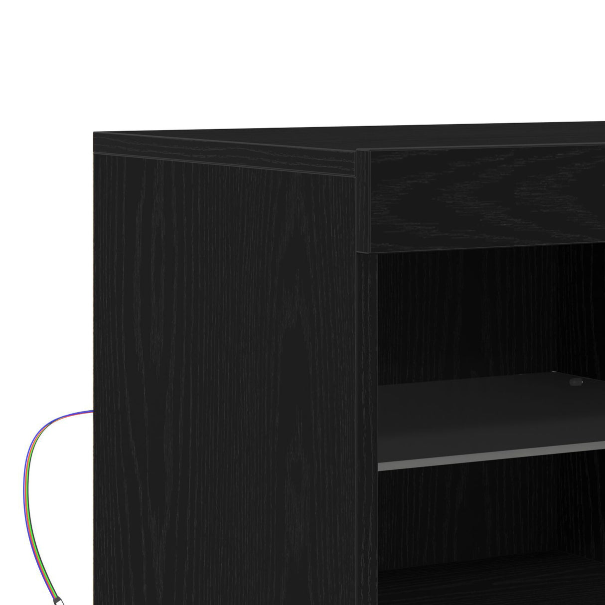 Sideboard With Led Lights Black Oak 81X37X67 Cm